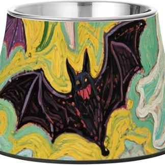 Хэллоуинские летучие мыши, красная калла, миска для картин маслом для домашних животных, нескользящая миска из нержавеющей стали для кошек и маленьких собак, усы, усталость, Platos Para Gatos