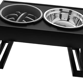Регулируемая подставка из нержавеющей стали для медленного кормления собак и поения, двойная подставка для щенков и кошек, практичный контейнер для еды.