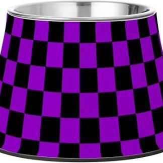 Миска для воды для собак Buffalo Checkered Black Purple, нескользящая, из нержавеющей стали, для кошек средних пород, помогает справиться с усталостью.