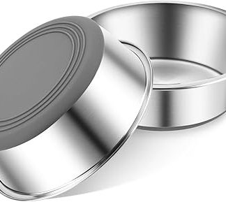 2 миски из нержавеющей стали для еды и воды для собак | силиконовое нескользящее дно | металлические миски разных размеров для кошек | для маленьких, средних и больших собак (480 мл)