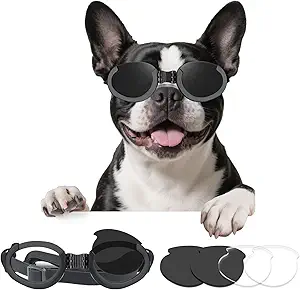 Dog Goggles with Replaceable Lens Eye Protection Dog Sunglasses for Small to Medium Breed for Outdoor Riding/Driving/Walking/Surgery Recovery