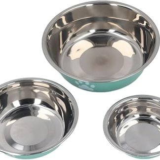 Набор мисок для домашних животных из нержавеющей стали, 3 миски с нескользящим дном, для еды и воды кошек и собак, легко моющиеся миски для кормления в помещении.