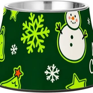 Рождественские миски для кормления собак в виде снежинок и ёлки, зелёные, с подставкой из нержавеющей стали. Подставка для мисок для маленьких собак. Подходит для собак с красивыми усами.