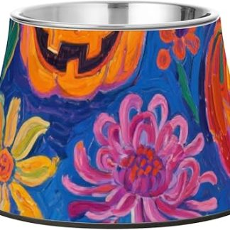 Миска для кормления домашних животных на Хэллоуин: тыквы и призраки. Усовершенствованная миска из нержавеющей стали для собак, кошек, кроликов, птиц и собак с усами. Plato para perro (Миска для собаки).