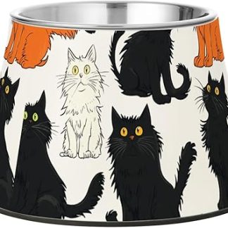 Миска для кошачьего и собачьего корма в мультяшном стиле, приподнятая, из нержавеющей стали, для кошек и собак мелких пород, для медленного приема пищи.