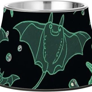 Детские миски для кормления собак в виде ската манты, черно-зеленые, нескользящие, из нержавеющей стали, для кошек, для любителей животных, для медленного кормления.