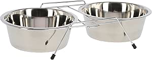 Миска для собак и кошек Kerbl из нержавеющей стали с подставкой, 2 x 450 мл