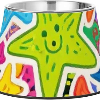 Звезды, каракули, рисунки, мультяшные миски для кормления собак, нескользящая миска из нержавеющей стали для кормления домашних животных средних собак, усы, рельефные миски для маленьких собак