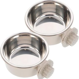 2 подвесные миски для воды из нержавеющей стали для клеток и вольеров для средних и крупных собак, легко устанавливаются, не протекают, для дома.