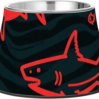 Злые животные: миски для собак в виде акулы и рыбы, красные и черные, с подставкой, из нержавеющей стали, для собак, кошек, кроликов и птиц, с усами. Platos para perros para comer lento