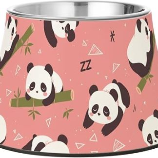 Миска для еды в виде мультяшной панды, милая, нескользящая, из нержавеющей стали, приподнятая, для маленьких собак, для медленного приема пищи.