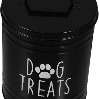 Металлический герметичный контейнер для собачьего корма Mobestech с крышкой. Удобный и прочный черный контейнер для лакомств и сухого корма. Идеально подходит для владельцев домашних животных.