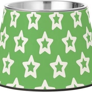 Зелёная, простая, минималистичная, звёздчатая миска для воды для собак из нержавеющей стали, приподнятая, для медленного кормления кошек.