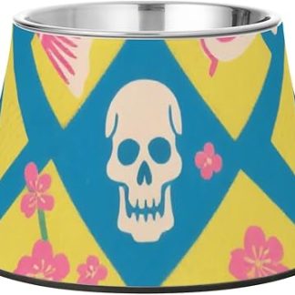 Японская этническая миска для кормления собак розово-бирюзового цвета с изображением рыбок, модернизированная миска из нержавеющей стали для медленного кормления собак, удобная для кормления.