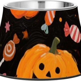 Миска для корма и воды для собак в виде желтой тыквы на Хэллоуин с подставкой, миски для кормления кошек из нержавеющей стали для маленьких собак, средство для снятия усиков Plato Para Gatos