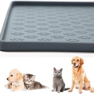 Водонепроницаемый, нескользящий, непротекающий силиконовый коврик для корма для собак и кошек, серый, 2 шт., 22 × 16
