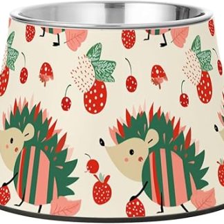 Забавная рождественская миска для собак с красным и зеленым ежиком, нескользящая, из нержавеющей стали, подходит для средних собак, не боится усов.