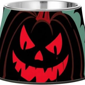 Готические красно-черные миски для воды и еды для домашних животных на Хэллоуин в виде ведьмы и тыквы с подставкой, миски для кошек и маленьких собак из нержавеющей стали с дружелюбными усами.