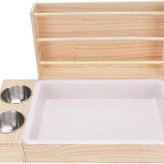 Универсальная кормушка для сена большой вместимости для кроликов, устойчивая деревянная кормушка для сена для морских свинок, многофункциональная кормушка 3-в-1 с лотком для туалета для мелких животных.