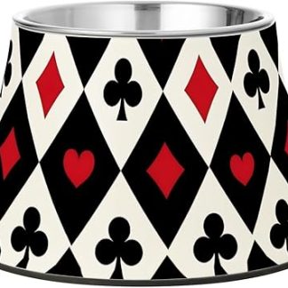 Миска для кормления кошек Buffalo Plaid Poker White Black с подставкой из нержавеющей стали для медленного кормления кошек. Удобная миска для кошек.