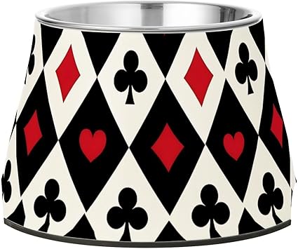 Миска для кормления кошек Buffalo Plaid Poker White Black с подставкой из нержавеющей стали для медленного кормления кошек. Удобная миска для кошек.