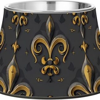 Металлическая миска для собак с изображением геральдической лилии, нескользящая, приподнятая миска для кошек, для собак, кошек, кроликов, птиц, для медленного приема пищи, cuencos para perros