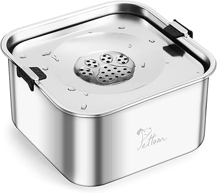 Миска для воды для собак PETTOM, 3 л, большая вместимость, нержавеющая сталь 304, защита от протекания, плавающая миска для питья.