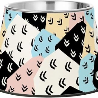 Абстрактная миска для еды с цветными блоками в виде животных, модернизированная миска из нержавеющей стали для кошек и собак среднего размера, для облегчения состояния шерсти.