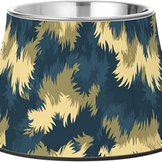 Миска для воды для собак с принтом медвежьей шерсти, сине-зеленого цвета, из нержавеющей стали, для любимого питомца, чтобы он не устал от усов.