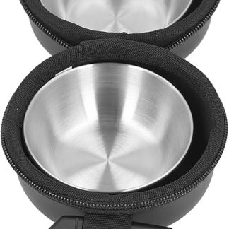 Портативные миски для собак Aramox из нержавеющей стали, двойные миски с сумкой для хранения из ЭВА, идеально подходят для кемпинга, походов и отдыха на природе.