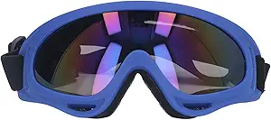 Pilipane Dog Goggles, Dog Sunglasses Medium Breed uv Conservation, Dog Goggles for Small to Medium Dogs Windproof Avoid Fog Snowproof Puppy Glasses (Dark Blue Frame Color Film)
