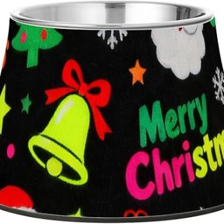 Рождественский снеговик и Санта-Клаус, радужная и черная миска для воды для собак, улучшенные миски для кошек из нержавеющей стали для любящих питомцев, безопасные для усов, отдельные миски для корма для животных.