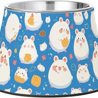 Миска для корма в виде мультяшного хомячка, светло-голубая, приподнятые миски для воды из нержавеющей стали для медленного кормления собак.