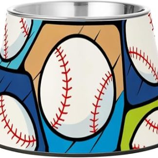 Мультяшные красочные миски для еды в виде бейсбольных мячей с подставкой, миски для корма для кошек и собак из нержавеющей стали, медленная подача корма, удобная подача корма для собак.