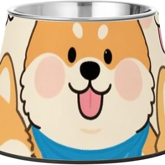 Милая миска для воды в виде мультяшной собаки породы сиба-ину, модернизированная миска из нержавеющей стали для кошек, которые медленно едят, и средство от раздражения кожи на усах.