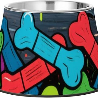 Граффити «Я люблю собак»: красочные миски для еды и воды для домашних животных, модернизированная подставка для мисок из нержавеющей стали для собак, кошек, кроликов и птиц. «Медленное поедание»