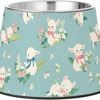 Миска для воды с милыми мультяшными овчарками и цветами, нескользящая, из нержавеющей стали, для маленьких питомцев, способствует медленному поеданию пищи.