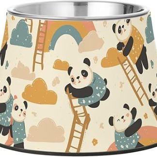 Симпатичные розовые миски для корма в виде панды на подставке из нержавеющей стали для кошек, которые едят медленно и не боятся усов.