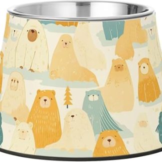 Изящные мультяшные миски для кормления собак в виде тихоокеанского моржа желтого цвета, нескользящие миски из нержавеющей стали для кошек, которые едят медленно.