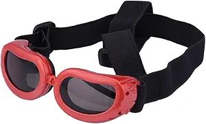 Outdoor Dog Sunglasses Anti-UV Eye Protection Goggles Waterproof Windproof Anti-Fog for Small Pet Puppy Cat (Red)