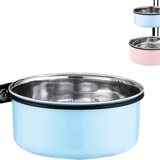 Миска для воды для собачьих клеток и вольеров, 2 в 1, подвесная миска для питомца, клетка из нержавеющей стали, кормушка для собак среднего размера, миска для воды (синяя, 1,7 л/1 шт.)