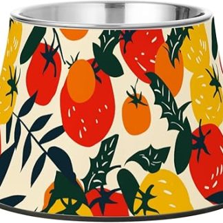 Приподнятые миски для корма для домашних животных Style Tomato Fruit Red, модернизированная миска для воды из нержавеющей стали для медленного кормления собак, средство для снятия раздражения кожи усов.