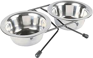 Набор Trixie Eat on Feet, две миски из нержавеющей стали, черные, 0,20 л, 10 см.