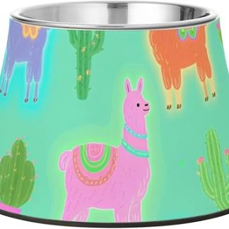 Миски для корма для собак Neon Alpaca, разноцветные зеленые, из нержавеющей стали, простые миски для мелких животных, для облегчения оттопыренных усов.