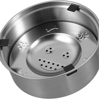 Миска для медленного поения собак Toyvian с плавающим диском-дозатором для предотвращения проливания воды. Изготовлена ​​из нержавеющей стали, не протекает, регулирует уровень гидратации и минимизирует загрязнение.