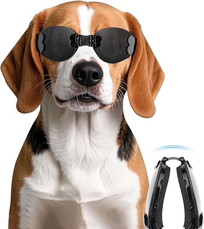 Foldable Dog Goggles for Small to Medium Breed Anti-UV Dog Sunglasses with Adjustable Straps
