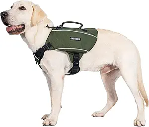 ONETIGRIS Y-Shaped Dog Backpack with Handle, Pockets & No Pull D-Rings, Lightweight Hiking Gear for Dogs Hunting Camping Travel (Medium, Green)