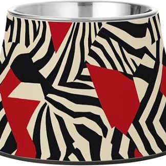 Геометрические миски для собачьего корма с рисунком животных, черно-красные, с подставкой из нержавеющей стали. Подставка для медленного кормления кошек, безопасная для усов.