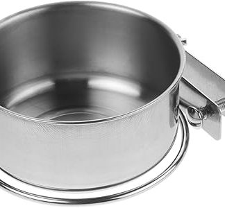 Подвесная кормушка TOYANDONA из нержавеющей стали для собак и кошек, приподнятая конструкция для снижения нагрузки на шею, компактная, прочная, подходит для кормления с двойным винтовым креплением к клетке.