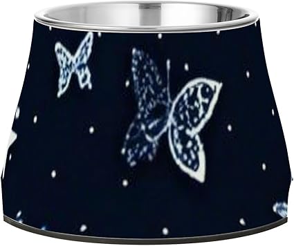Миска для корма для собак Blue Butterfly Bow с подставкой, из нержавеющей стали, для собак среднего размера, для медленного поедания.